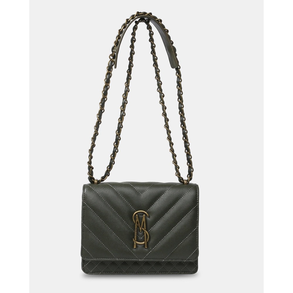 🆕️ NWOT Steve Madden Olive Green Quilted Crossbody Bag Antiqued Brass Hardware